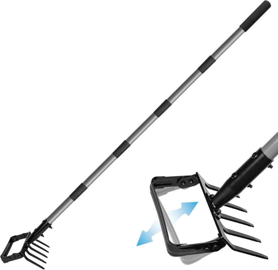 Adjustable garden stirrup hoe and cultivator tool for weeding soil