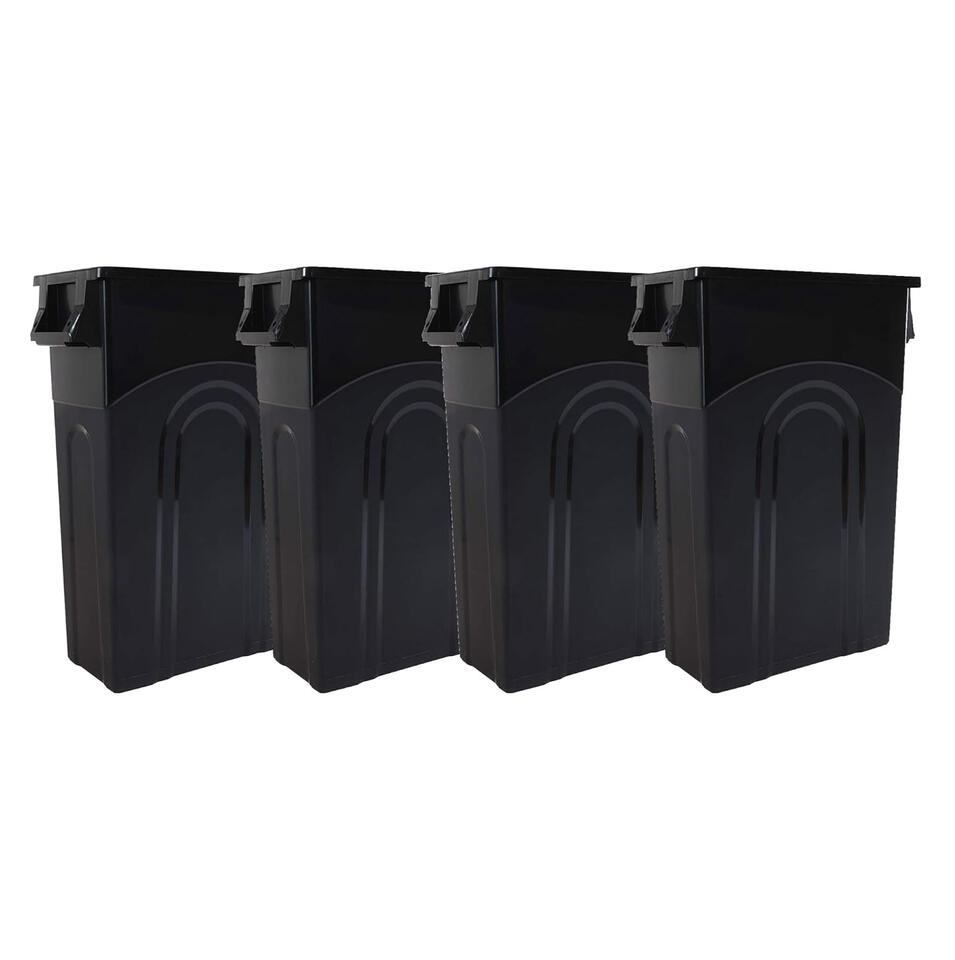 Slim 23 gallon indoor outdoor trash container for kitchen or garage